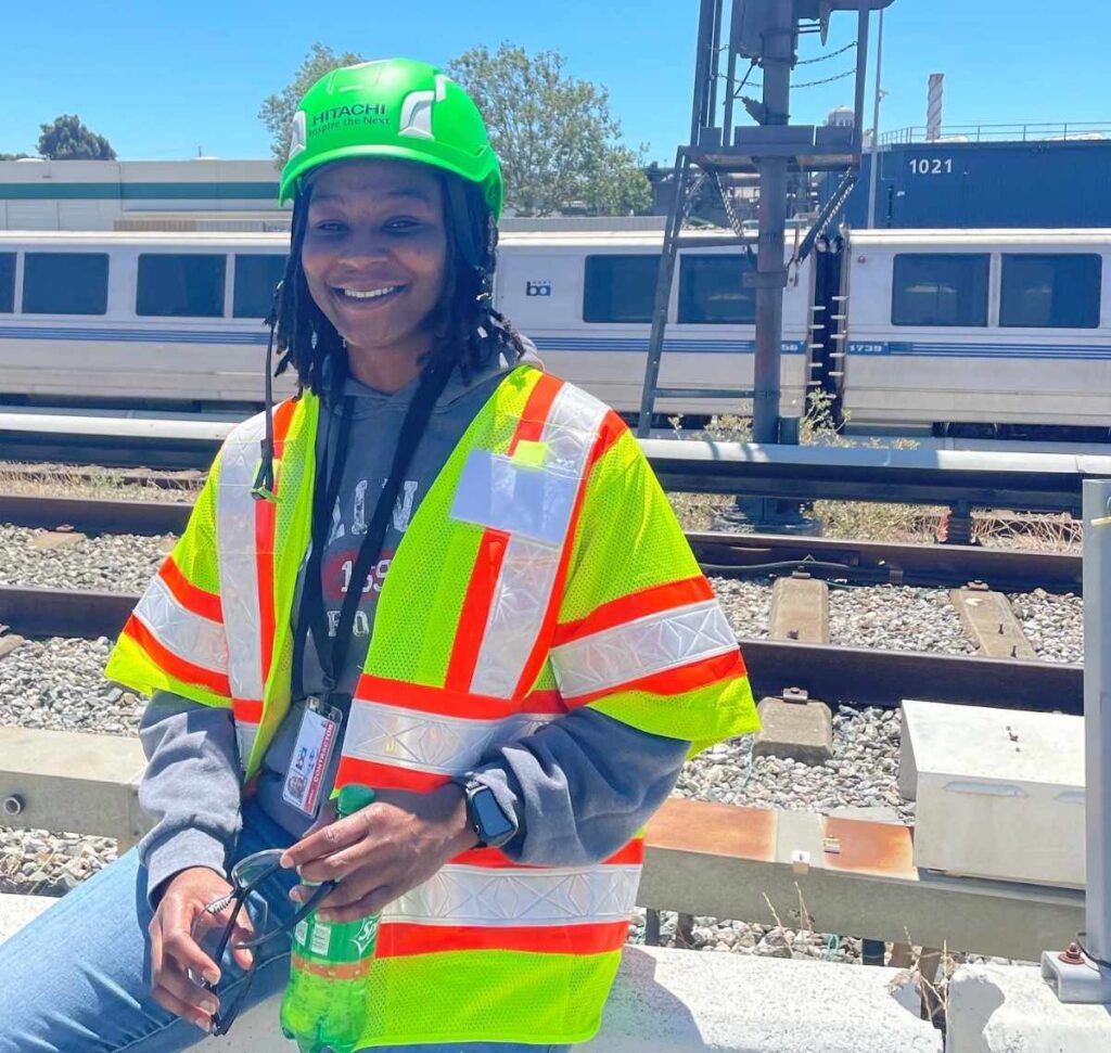 Image of Imani L at work in hard hat